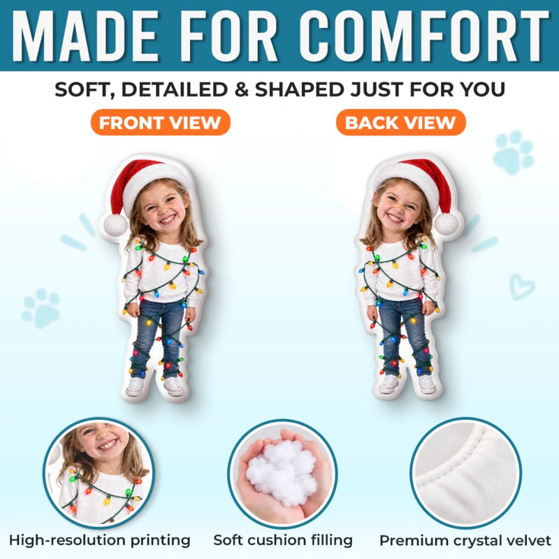 Custom Photo Christmas Gifts for Kids - Personalized Shaped Pillow