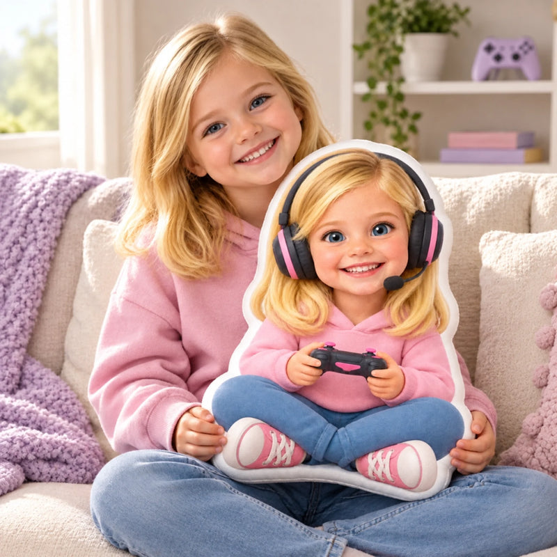 Custom Photo Gamer Gifts for Kids - Personalized Shaped Pillow