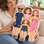 Custom Photo Crochet Character Family Gifts - Personalized Shaped Pillow
