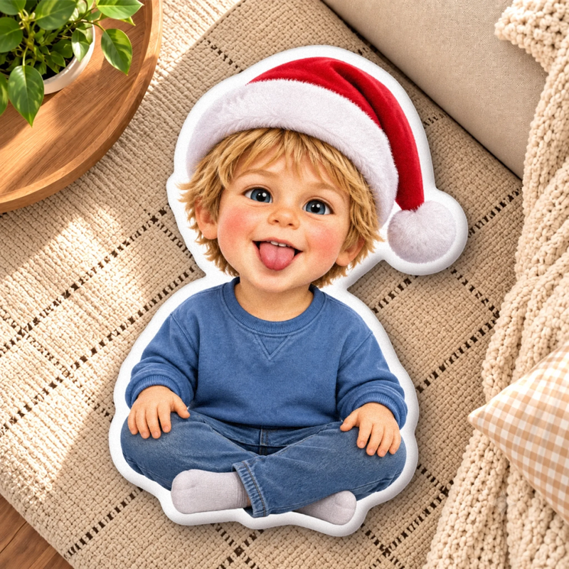Custom Photo Santa Character Christmas Gifts for Kids - Personalized Shaped Pillow