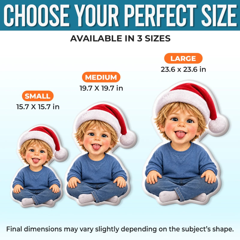 Custom Photo Santa Character Christmas Gifts for Kids - Personalized Shaped Pillow