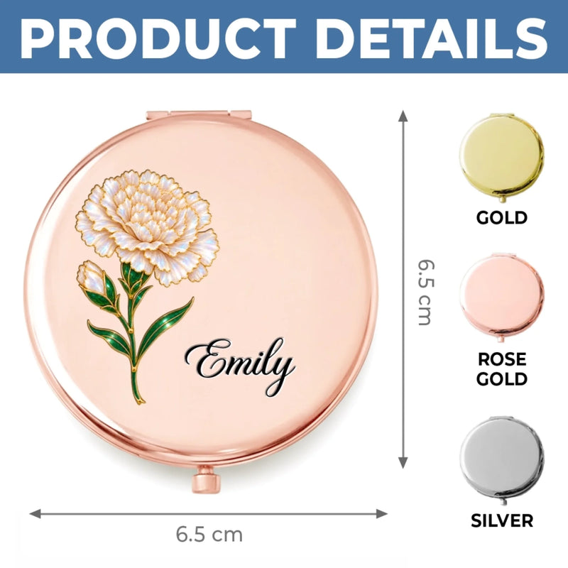 Custom Name Blooming Flower Gifts For Women - Personalized Compact Mirror