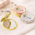 Custom Name Blooming Flower Gifts For Women - Personalized Compact Mirror