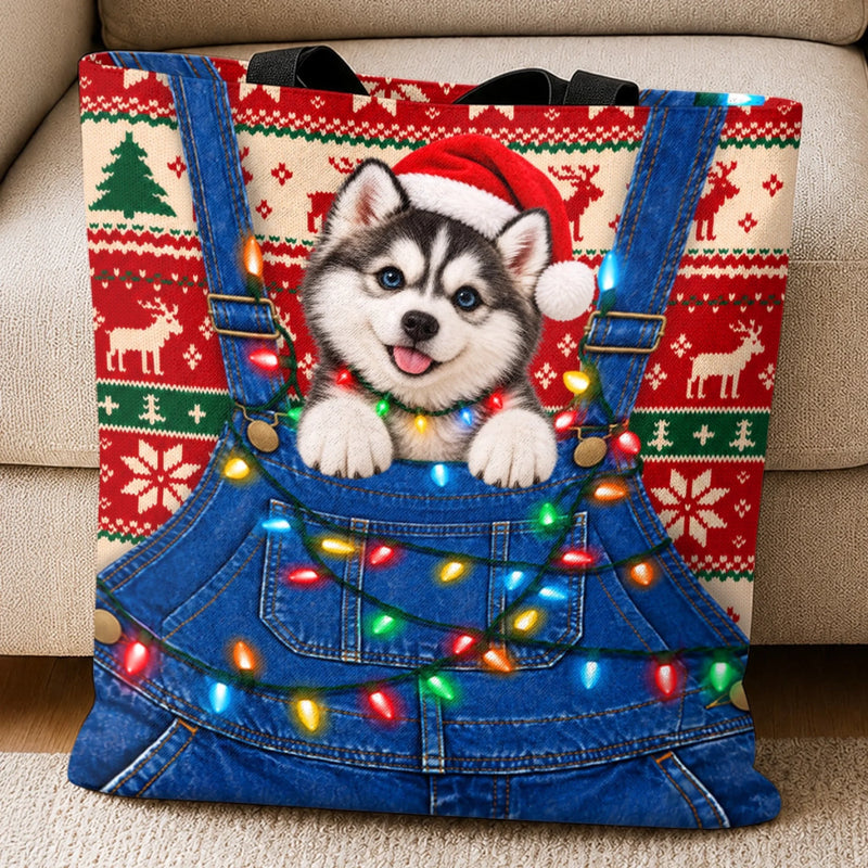 Custom Pet Photo Christmas Gifts For Dog Lovers - Personalized All-Over Print Tote Bag
