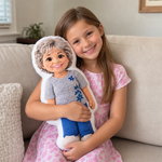 Custom Photo Grandma and Granddaughter Crochet-Style Character Gifts - Personalized Shaped Pillow
