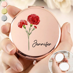 Custom Name Flower Gifts For Women - Personalized Compact Mirror