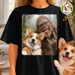 Custom Funny Photo Dog Selfie Bigfoot Gifts For Dog Cat Lovers - Personalized Comfort T-Shirt
