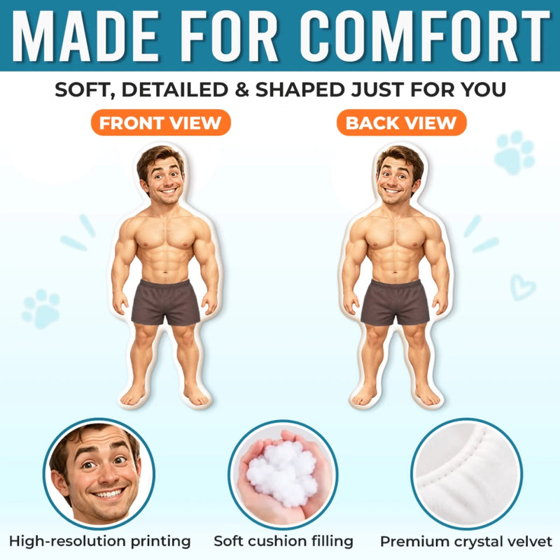 Custom Photo Muscle Man Gifts for Men - Personalized Shaped Pillow