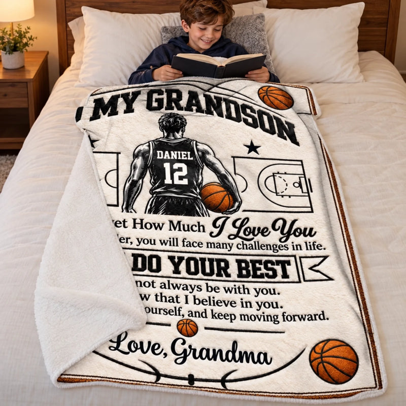 Custom Name Basketball Gifts for Grandsons - Personalized Blanket