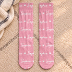 Custom Name Heart Pattern Gifts For Family, Kids - Personalized Middle Tube Socks