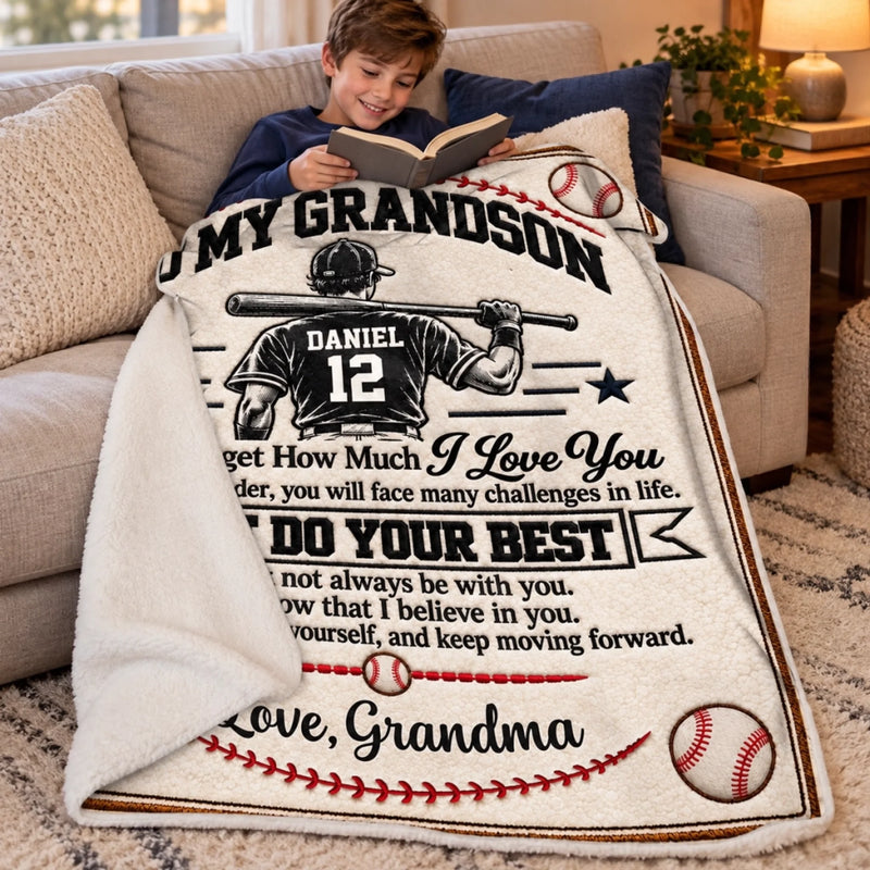 Custom Name Baseball Gifts for Grandson - Personalized Blanket