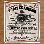 Custom Name Baseball Gifts for Grandson - Personalized Blanket
