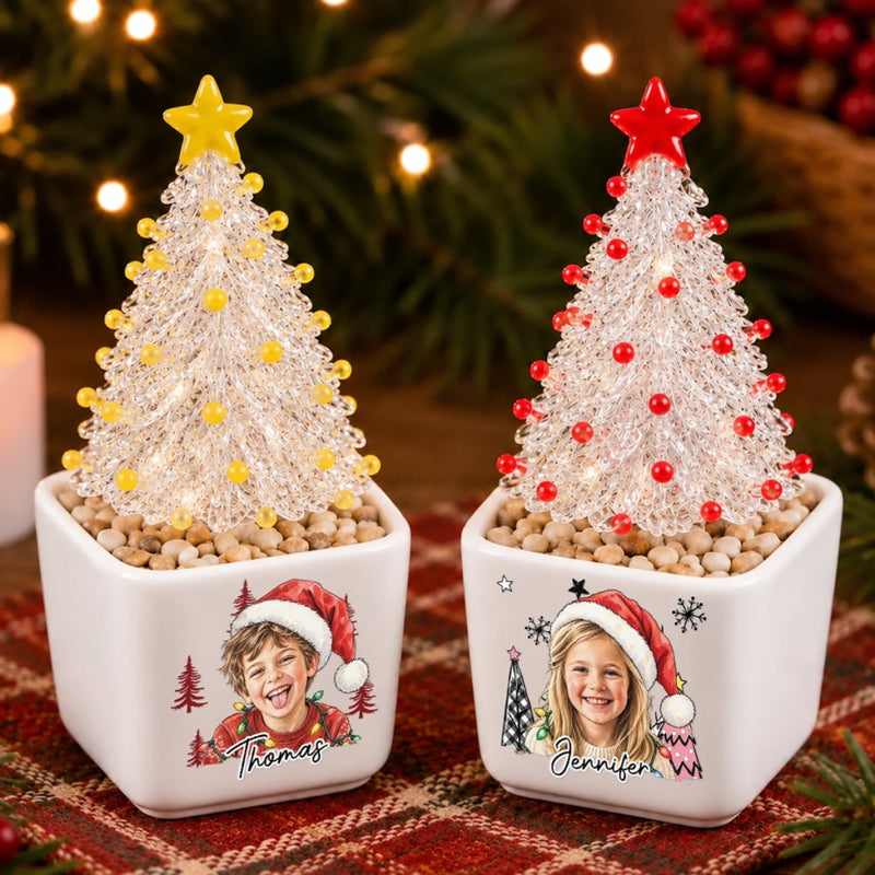 Custom Photo Christmas Tree Gifts for Kids - Personalized Glass Everlasting Christmas