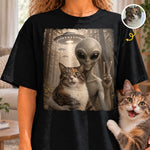 Custom Funny Pet Photo Alien UFO Gifts for Pet Lovers - Personalized Comfort T-Shirt