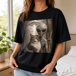 Custom Funny Pet Photo Alien UFO Gifts for Pet Lovers - Personalized Comfort T-Shirt