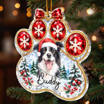 Custom Pet Photo Christmas Paw Print Gifts For Dog And Cat Lovers - Personalized Acrylic Ornament