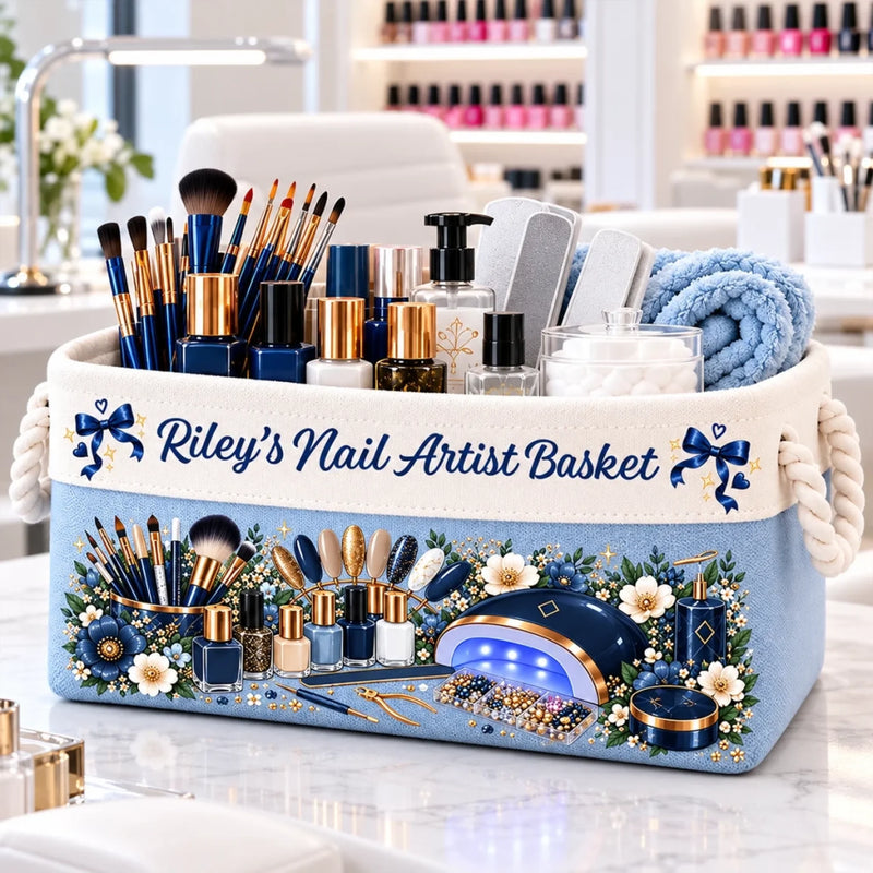 Custom Name Nail Care Design - Personalized Storage Basket