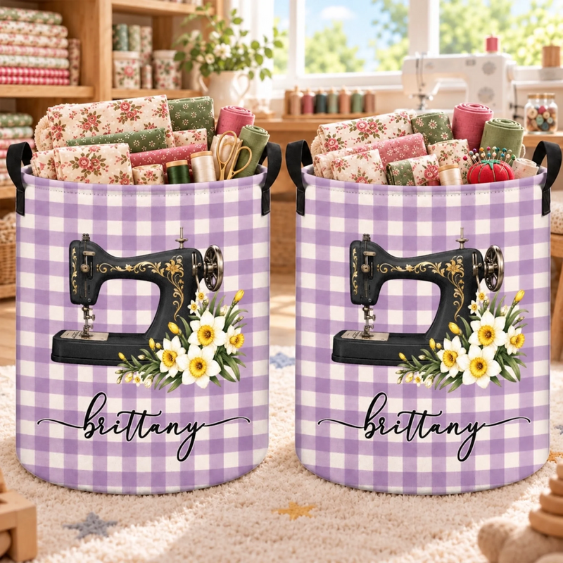 Custom Name Sewing Gifts For Seamstresses - Personalized Laundry Basket