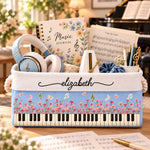 Custom Name Birth Month Flower Music Gifts For Piano Lovers - Personalized Storage Basket