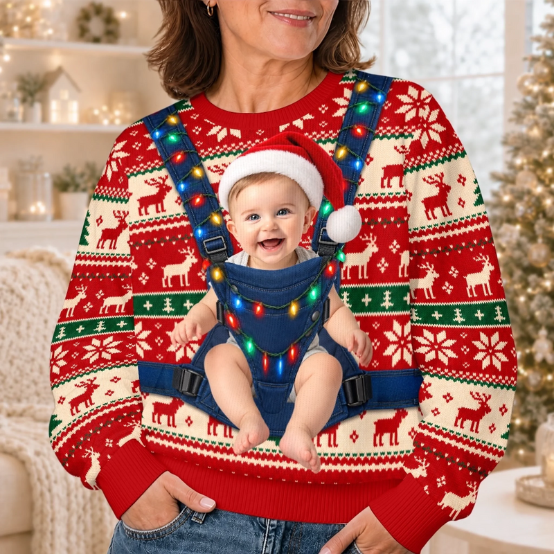 Custom Photo Christmas Gifts for New Dads - Personalized Ugly Sweatshirt