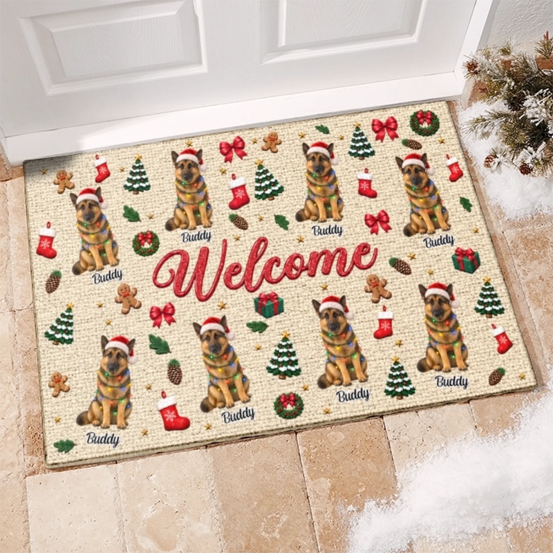 Custom Pet Photo Christmas Gifts For Dog Lovers - Personalized Decorative Mat