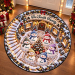 Custom Name Christmas Snowman Family Decor - Personalized Quilted Round Mat