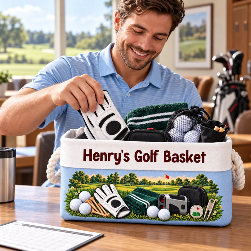 Custom Name Golf Gifts for Golfers - Personalized Storage Basket