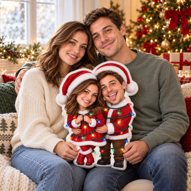 Custom Photo Christmas Gifts for Couples - Personalized Shaped Pillow