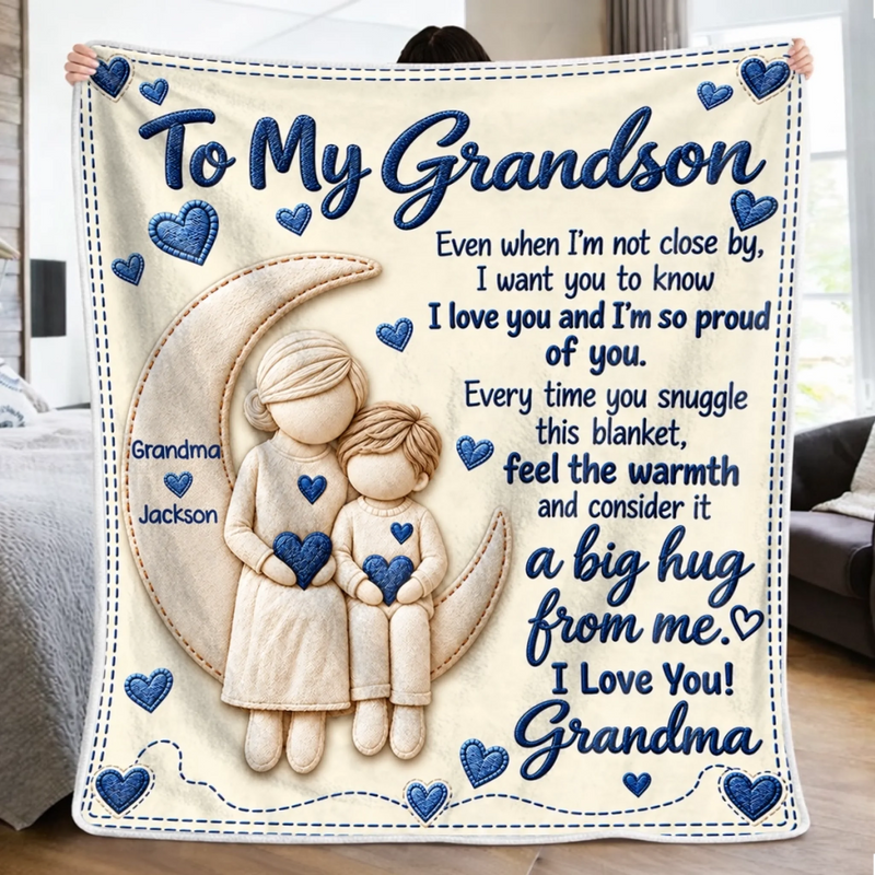 Custom Name Grandma Love Gifts for Grandson or Granddaughter - Personalized Blanket