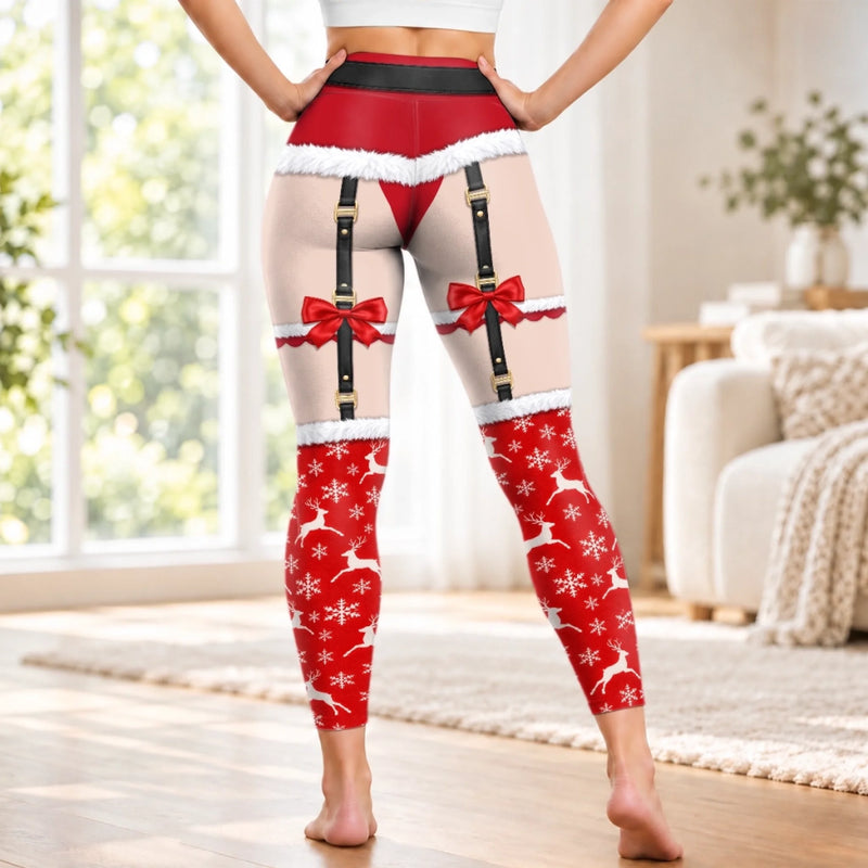 Custom Naughty Christmas Garter Leggings for Women - Personalized Leggings