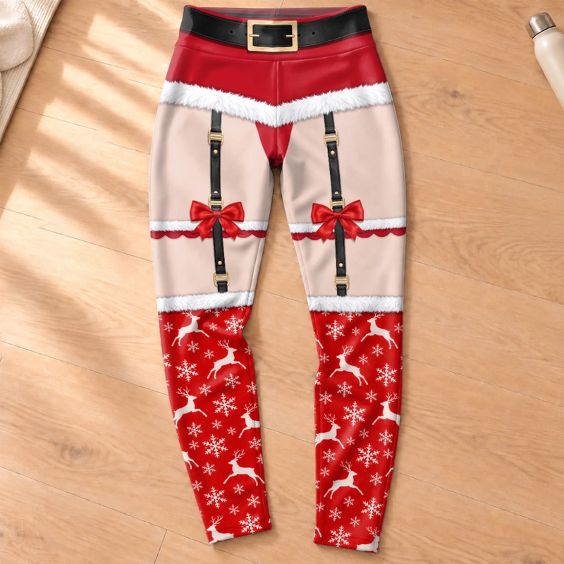 Custom Naughty Christmas Garter Leggings for Women - Personalized Leggings