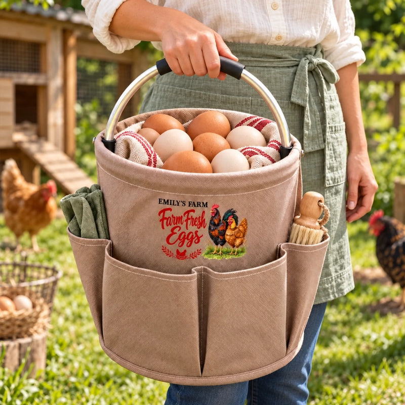 Custom Name Farm Fresh Eggs Gifts For Chicken Keepers - Personalized Tool Bag