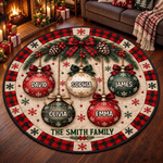 Custom Name Christmas Bauble Family Decor - Personalized Quilted Round Mat