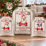 Custom Pet Photo Christmas Gifts for Pet Lovers - Personalized Drawstring Gift Bag