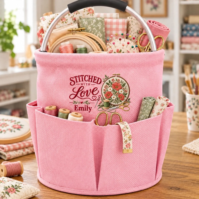 Custom Name Stitched With Love Craft Gifts - Personalized Tool Bag