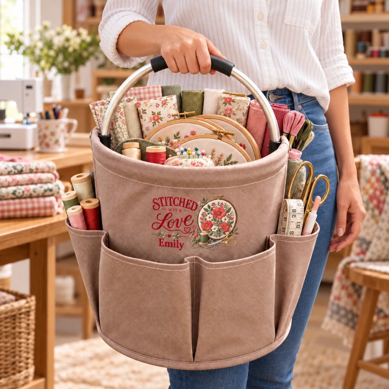 Custom Name Stitched With Love Craft Gifts - Personalized Tool Bag
