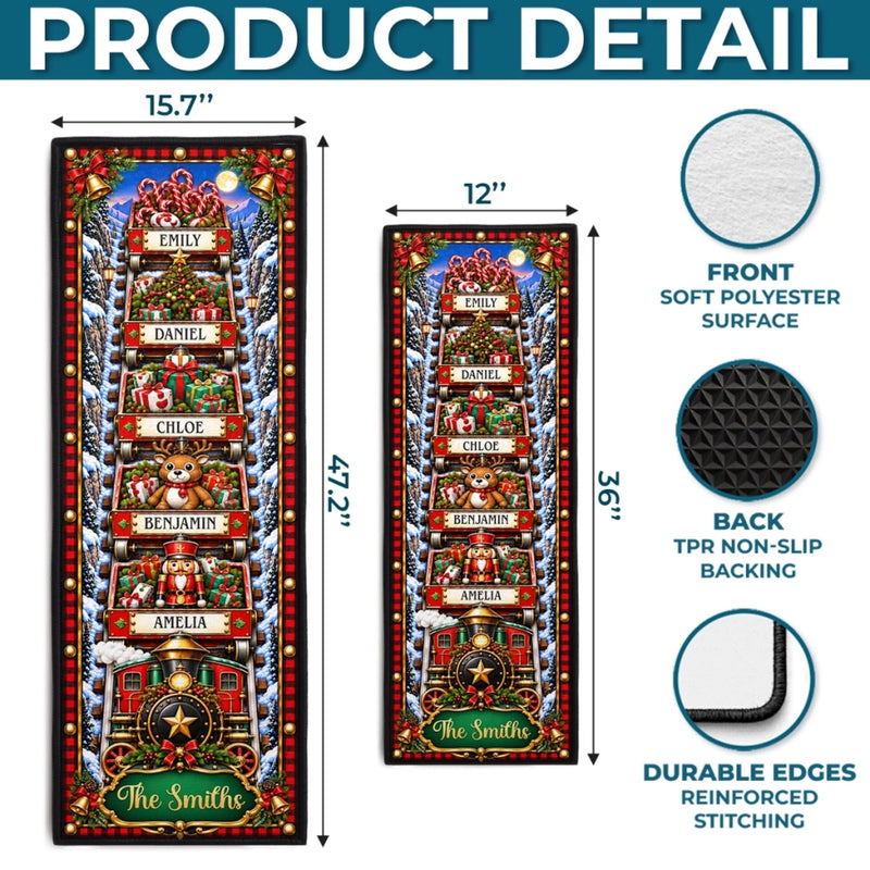 Custom Christmas Train Family Decor - Personalized Christmas Rug