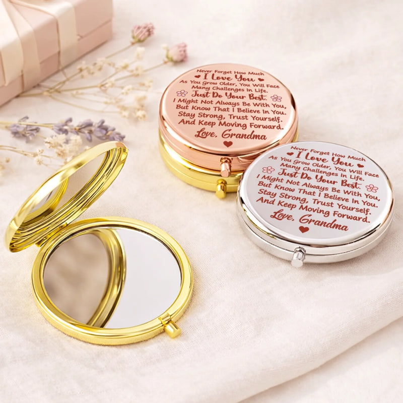 Custom Name Butterfly Granddaughter Gifts - Personalized Compact Mirror