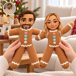 Custom Photo Gingerbread Character Christmas Gifts Besties, Sisters, Coworkers - Personalized Poseable Plush Doll