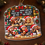 Custom Name Office Monkey Christmas Gifts for Coworkers and Work Besties - Personalized Acrylic Ornament