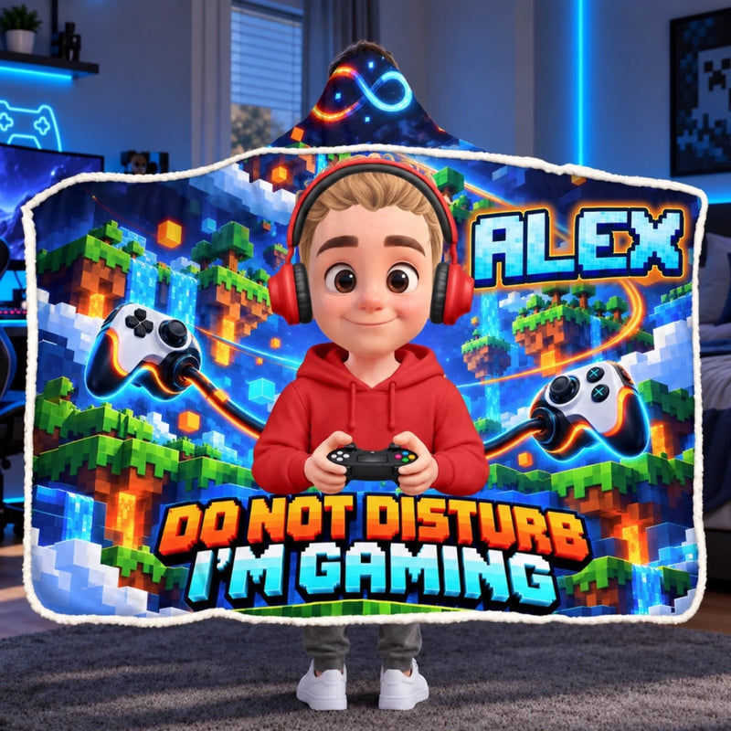 Custom Name Gamer Gifts for Kids - Personalized Snuggle Blanket
