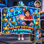 Custom Photo Gaming Do Not Disturb Gifts for Kids - Personalized Snuggle Blanket