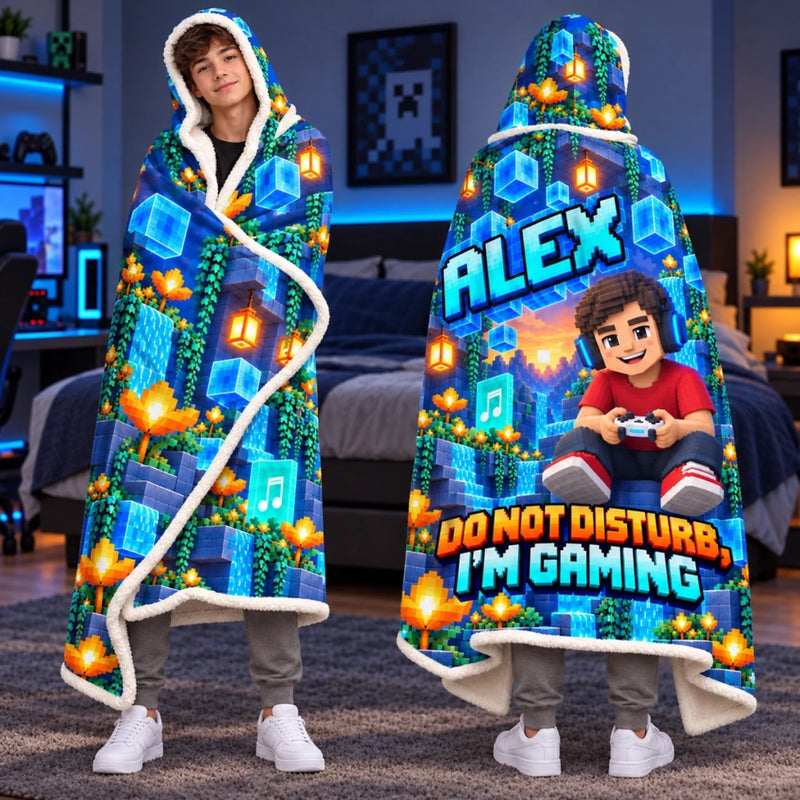 Custom Photo Gaming Do Not Disturb Gifts for Kids - Personalized Snuggle Blanket