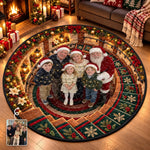 Custom Photo Santa Family Keepsake Decor - Personalized Quilted Round Mat