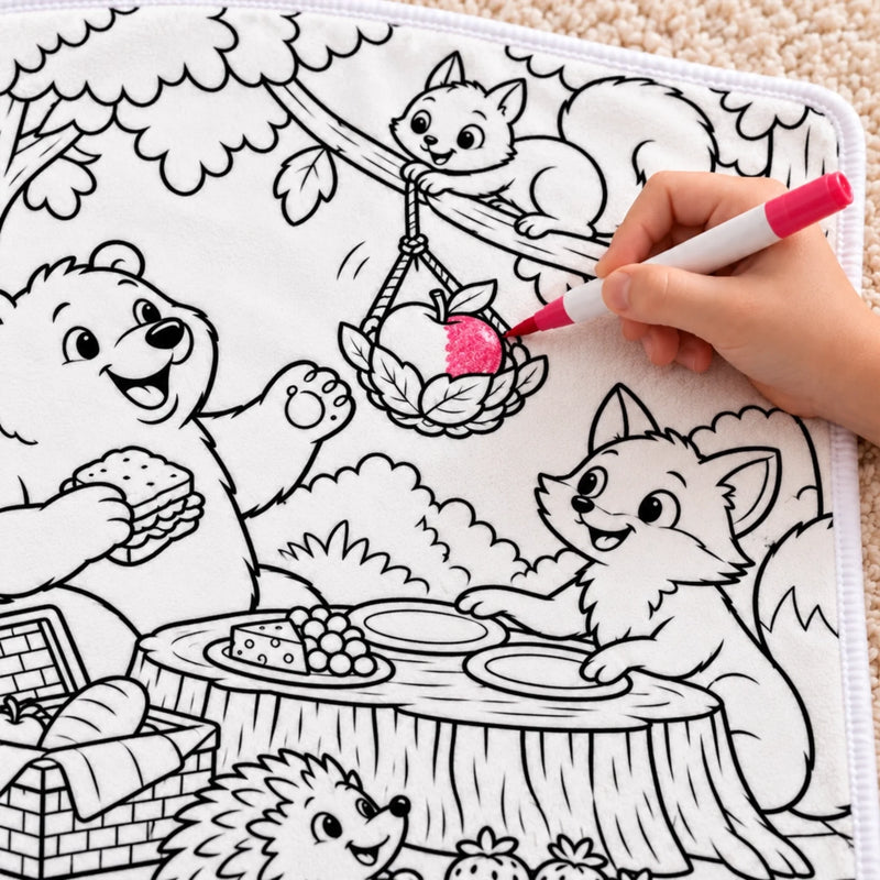 Custom Cute Animal Coloring Backyard Gifts for Kids - Personalized Doodle Blanket