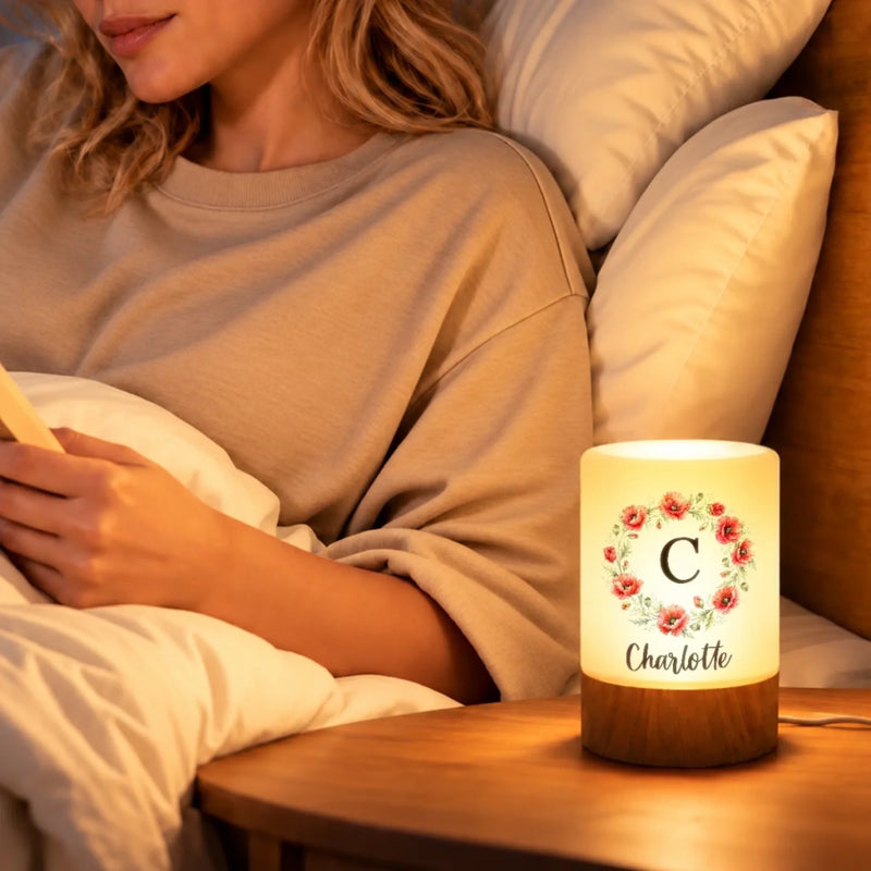 Custom Name Floral Gifts For Women - Personalized Dimmable Touch Night Light