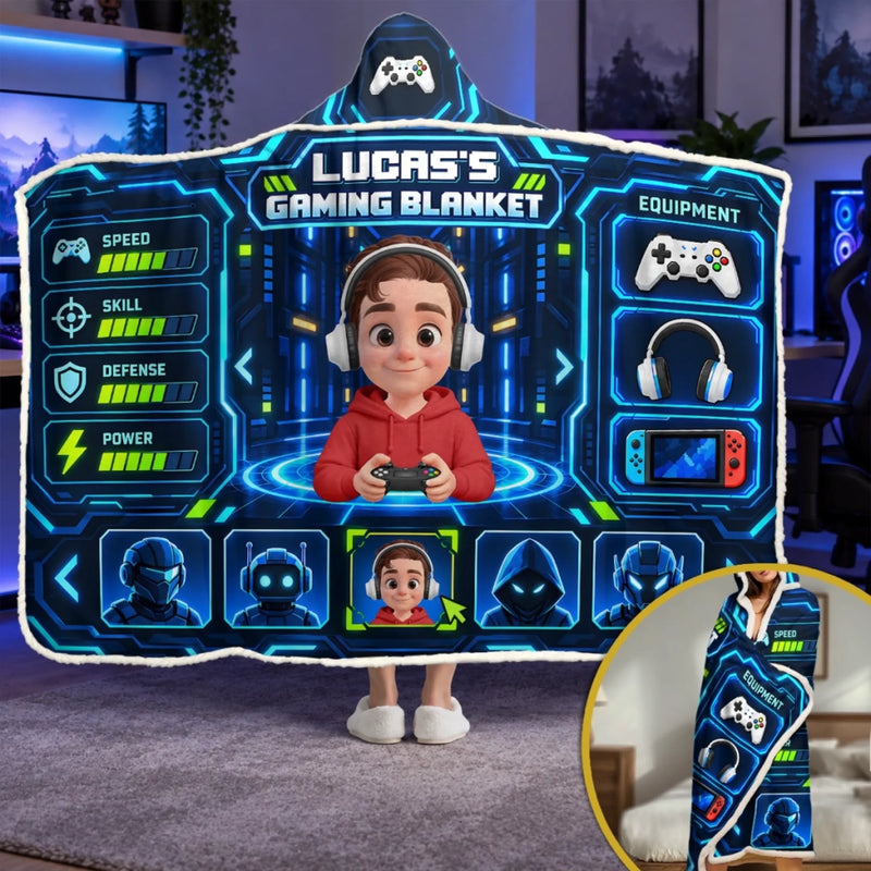 Custom Gaming Station Gifts for Kids - Personalized Snuggle Blanket