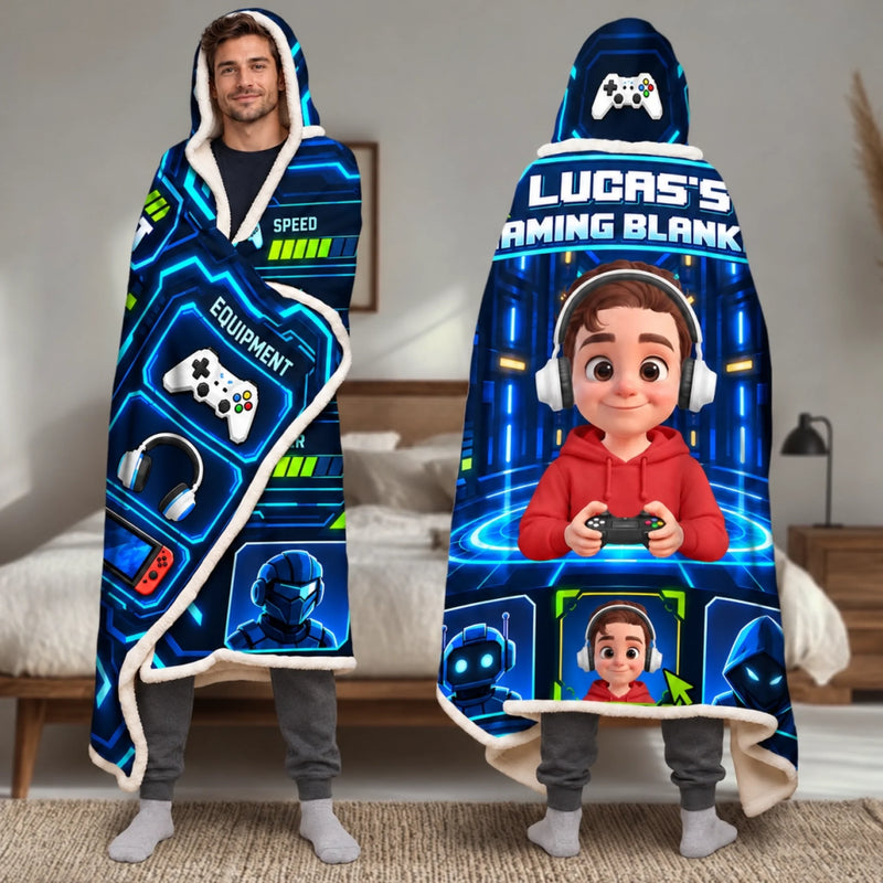 Custom Gaming Station Gifts for Kids - Personalized Snuggle Blanket