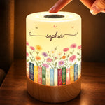 Custom Name Floral Bookshelf Gifts For Book Lovers - Personalized Dimmable Touch Night Light