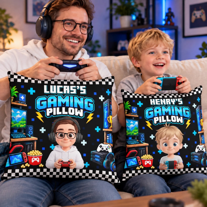 Custom Name Video Game Lover Gifts For Family, Kids - Personalized Pillow